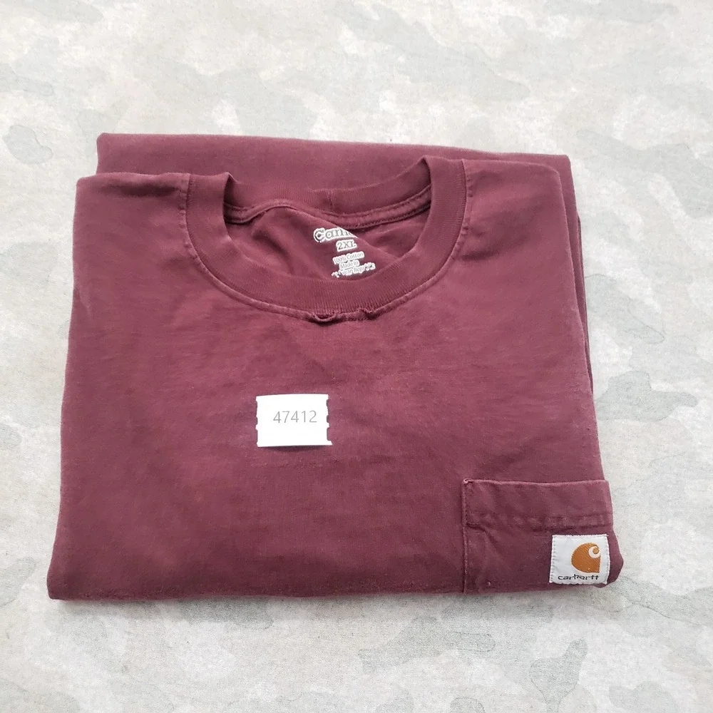 Carhartt‎ Shirt Mens 2XL Red Pocket Tee Workwear Outdoors Short Sleeve